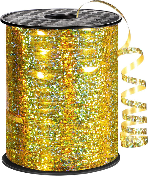 Gold Curling Ribbon 600 Yards 1/5 Inch Balloon String Ribbon Metallic Ribbons for Gift Wrapping Art Crafts Wedding Birthday Party Decoration...