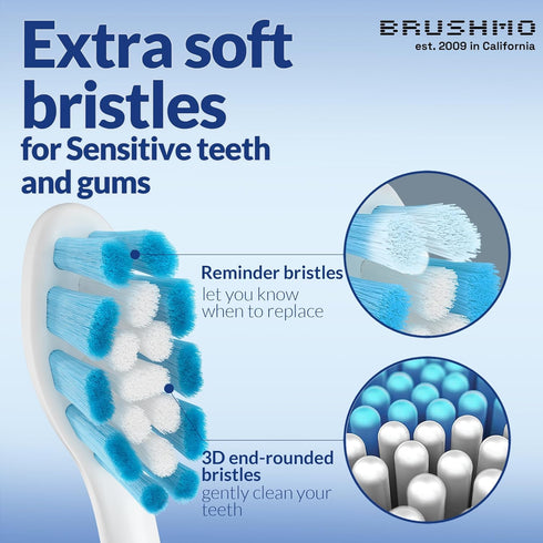Brushmo Optimal Gum Care Replacement Toothbrush Heads, Compatible with Philips Sonicare Click-on Electric Toothbrush Handles, 8 Standard Replaceme...