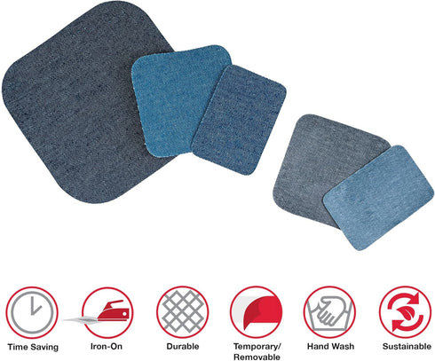 Singer Denim Iron-On Repair Kit, Assorted Sizes, Iron-on Patches for Jeans...