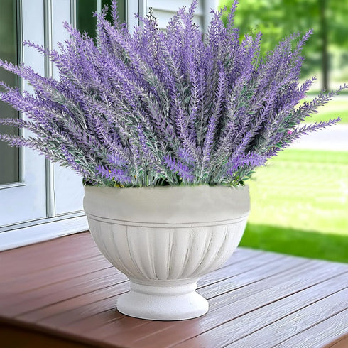 TURNMEON 12 Bundles Artificial Lavender Flowers Fake Flowers Artificial Plants Outdoor UV Resistant Flocked Faux Plastic Shrubs Wedding Bouquet Wi...