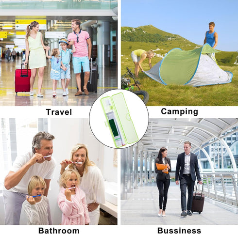 Toothbrush Case 2 Packs, Transparent Green Toothbrush Travel Case, Plastic Toothbrush Holder Travel Size, 7.87 x 1.85 x 1.18 inches Portable Tooth...