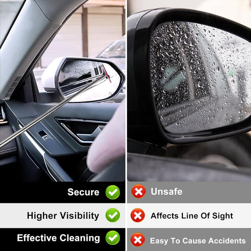 3PCS Car Side Mirror Squeegee, 38.5"" Car Rearview Mirror Wiper, Retractable Auto Mirror Squeegee Cleaner, All-Purpose Car Cleaning Tool Universal...