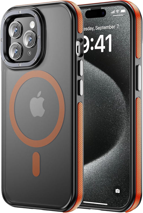 Tigowos for iPhone 15 Pro Max Phone Case Fits MagSafe 10FT Drop Resistant Matte Skin Feeling Back Cover for iPhone 15 Pro Max Case?Bumper Orange...
