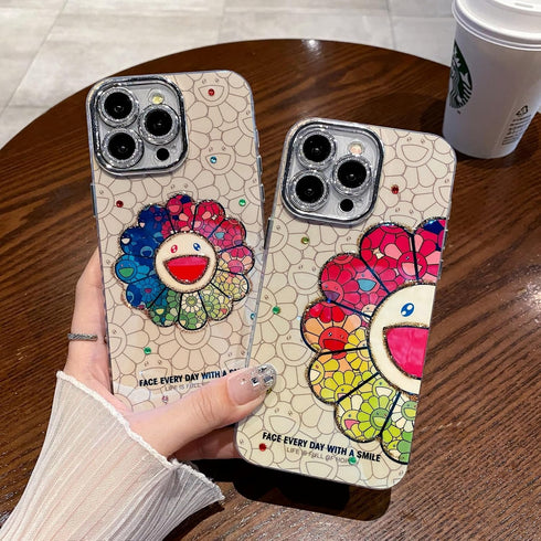 Cartoon Case for iPhone 15 Pro Max 6.7'' with Cute Glitter Bling Pattern Soft TPU Shockproof Protective with Camera Lens Protector for Girls Women...