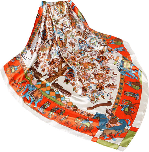 Wander Agio Silk Feeling Head Scarf Womens Fashion Printing Scarves Pattern Square Satin Face Headscarf...