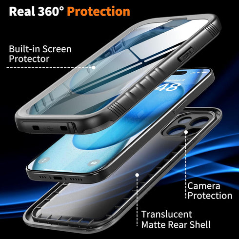 Cozycase Compatible with iPhone 13 Waterproof Case - Full Body Dustproof Shockproof Built-in Screen Protector Rugged Waterproof Case for iPhone 13...