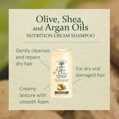 Le Petit Olivier Nutrition Cream Shampoo - Olive, Shea, Argan Oils - Repairs Dry, Damaged Hair - Enriched With Natural Origin Ingredients - Free O...