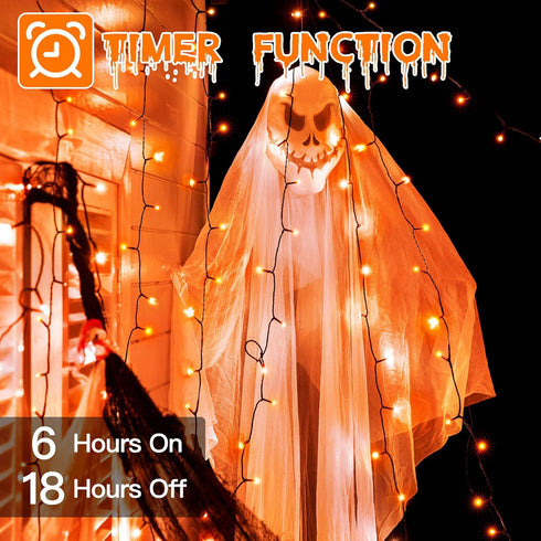 66 FT 200 LED Halloween Lights, Orange Outdoor String Lights with 8 Lighting Modes, Waterproof Fairy Lights for Christmas Outdoor Party Yard Garde...