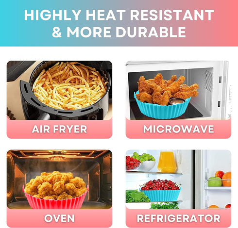 2 Pcs Air Fryer Silicone Liners | Air Fryer Liners with Handle | Silicone Air Fryer Liners Reusable | Air Fryer Basket | Air Fryer Accessories | 8...