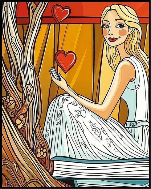 Posterizer 1 pcs-cute Valentine’s Day card design-Girl with hearts poster-Romantic Art-Holiday Poster Collection-Gift for Couples boyfriend girlfr...