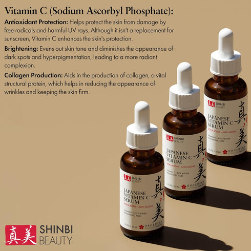 Japanese Vitamin C Serum With Rice Water + Hyaluronic Acid - Japan Skincare Products for Anti Aging Anti Wrinkle J Beauty Glow 1oz...