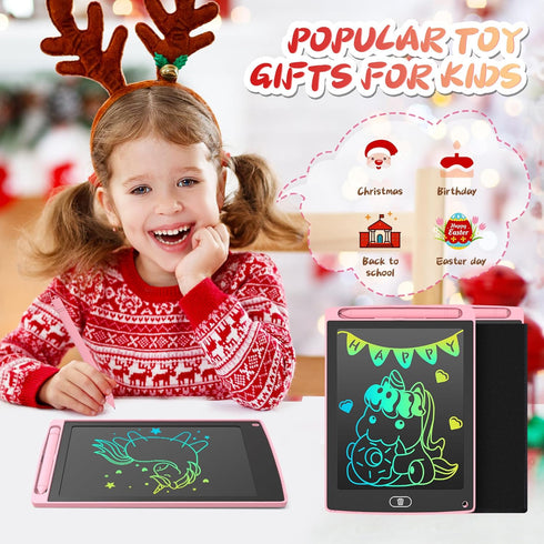 2 Pack LCD Writing Tablet 8.5inch with Bag - Colorful Screen Doodle Pad Drawing Board Learning Educational Toy - Gift for Kids 3-6 Years Old Girl ...