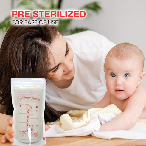 110 Count Breastmilk Storage Bags 8 Oz 235 ml Breastfeeding Freezer Storage Container Bags for Breast Milk comes Pre Sterilized & BPA Free with Ac...