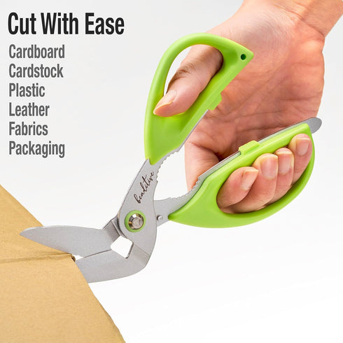 Beaditive Heavy Duty Multipurpose Angled Craft Scissors 7" - Japanese Stainless Steel, Serrated Blade - Craft Shears for Cardboard, Plastic, Leath...