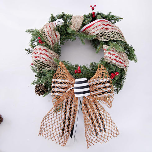 Silver Stretchable Glitter Diamond Mesh Ribbon Wired Ribbon Wide 2.5" to 7" for Christmas Tree,Wreaths Supplies,Home Decor, Gift Wrapping,DIY Craf...