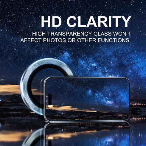 Choiche Compatible for iPhone 15 /iPhone 15 Plus Camera Lens Protector, 9H Tempered Glass Camera Cover Screen Protector Metal Ring Decoration Acce...