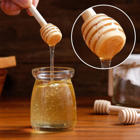 25 Pcs Honey Sticks Dipper, 3 inch Mini Wooden Honeycomb Stick, Small Honey Spoons Stirrer Stick for Honey Jar Dispense Drizzle Honey and Wedding ...