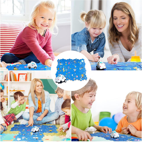 12PCS Puzzle Track Car Paly Set (Universe) with Multiple Assembly Options, Children's Educational Puzzle Track Car Play Set, RailCar Building Toys...
