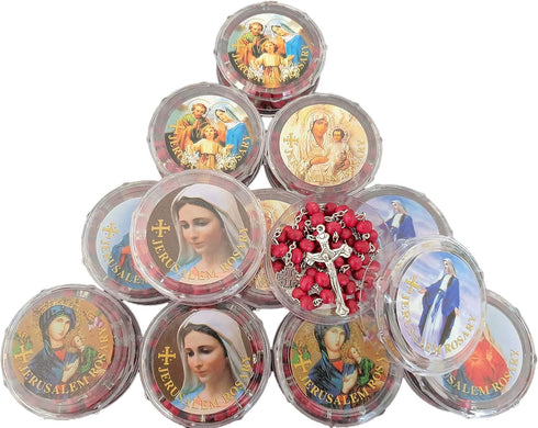 Twelve (12) Rose Scented Catholic Rosaries Necklaces in Gift Boxes...