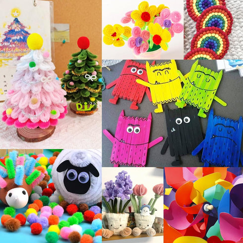 FUNZBO Arts and Crafts Supplies for Kids - Craft Kit with Glitter Glue Stick, Pipe Cleaners Craft & Craft Tools, DIY School Supplies Kit, Girls To...