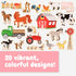 SPARK & WOW Wooden Magnets - Farm - Set of 20 - Magnets for Kids Ages 2+ - Cute Farm Magnets for Fridges, Whiteboards and More......