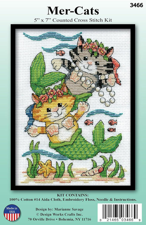 Design Works Crafts Inc. Mer-Cats Counted Cross Stitch Kit, Multi...