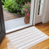 Grey and White Striped Doormat 24'' x 35'' Front Porch Rug Layered Door Mats Machine Washable Indoor Outdoor Rug for Front Porch Hand-Woven Entryw...