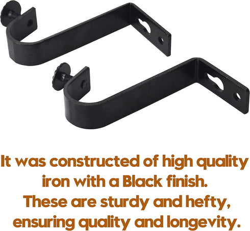 4 Pack Ceiling Curtain Rod Bracket Heavy Duty Single Curtain Rod Holders for 1 Inch Drapery Holder for Living Room Bedroom Black...