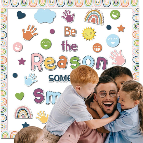 Boho Welcome Back to School Classroom Bulletin Board Set for Elementary Decoration - Be The Reason Someone Smile Today Classroom Decors for Kinder...