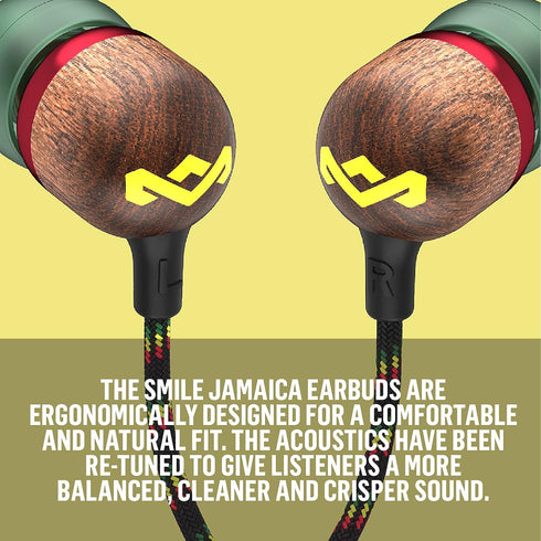 House of Marley Smile Jamaica: Wired Earphones with Microphone, Noise Isolating Design, and Sustainable Materials (Rasta)......