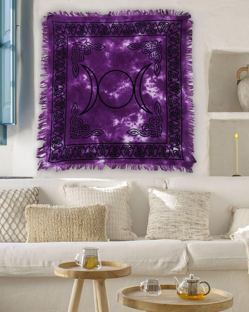 Indian Consigners Altar Cloth Purple Triple Moon Square 18" in Alter Tarot Spread...