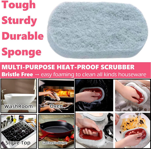 Sponge Brush Kitchen Dish Bottle Washing Scrubbers - Non Scratch Scouring Pads,Household Essential Cleaning Kit for Non-Stick Cookware Pots Pans S...