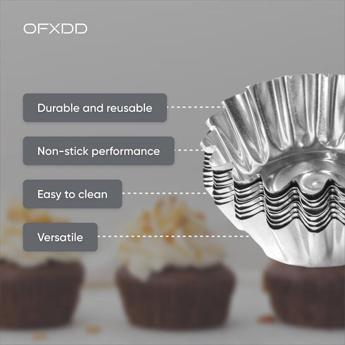 Muffin Cups for Kitchen Baking 2.36 Inch - Metal Egg Tart Molds for Baking, 30 Pcs - Reusable Mini Tart Tins and Cupcake...