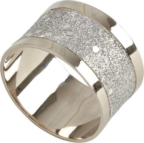 SARO LIFESTYLE 4-Piece Sparkling Design Napkin Ring Set, Silver...