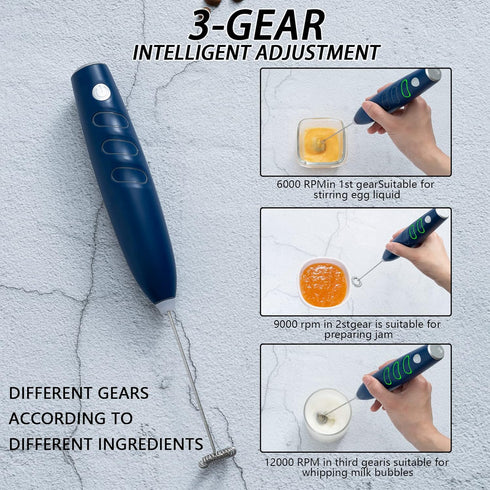 ZIXU Milk Frothers,3 Mode Electric Milk Frothers Handheld,Foam Beater Milk Frother,Battery Operated Mini Smoothie Blender For coffee whipping capp...