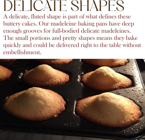 Bellemain Madeleine Pan | 12-Well Madeleine Mold Makes 12 Madeleine Cookies | Nonstick Tea Cake Pan for Madeleines, Cakelet Pan | Warp-Resistant C...