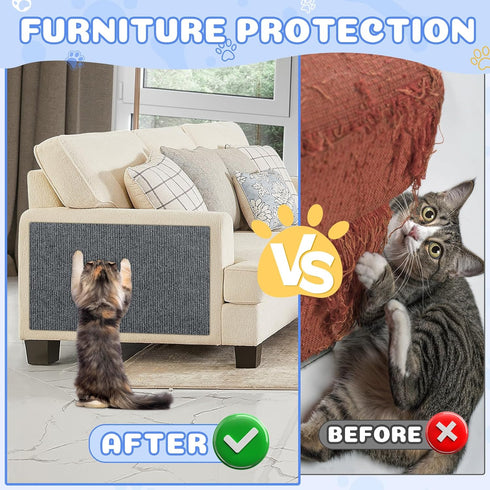 Cat Carpet Protector 47.2"x15.8",Stick on Floor and Wall Cat Scratch Pad Rug for Indoor Litter Mat,Trimmable Self-Adhesive Cat Scratching Furnitur...