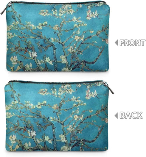 Plum Blossom Makeup Bag Vintage Cosmetic Bags for Women Pu Leather Makeup Brush Holder Zippered Travel Toiletry Bag Sunscreen Bags for Beach Water...