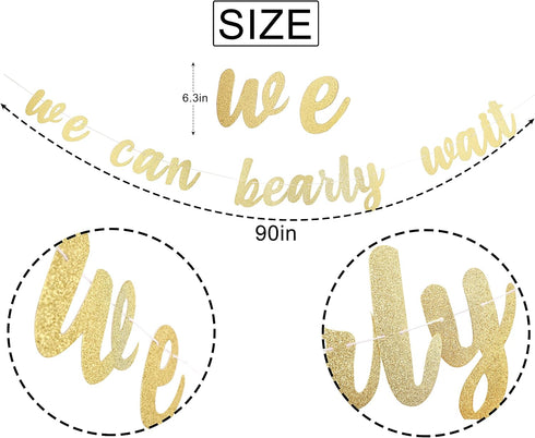 We Can Bearly Wait Banner - Teddy Bear Baby Shower Decorations, Decor for a Bear Themed Baby Shower, Smash Cake Props...