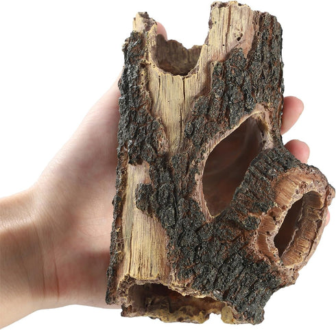 Aquarium Wood Fish Tank Decorations?Resin Fake Logs Terrarium DÉCor, Reptile Hide Aquarium Hideout for Fish Cave, Small Turtles, to 20 Gallon Tank...