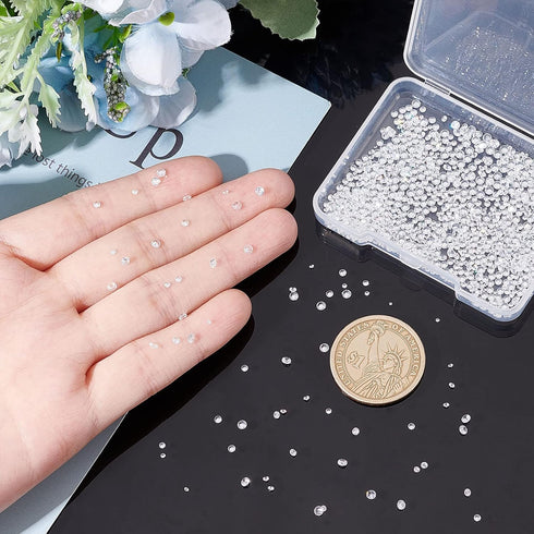 PH PandaHall Clear Cubic Zirconia Stone, 2400pcs 8 Sizes 0.8-2.5mm Small Loose CZ Diamond Stones Glass Pointed Back Rhinestone Faceted Cabochons R...