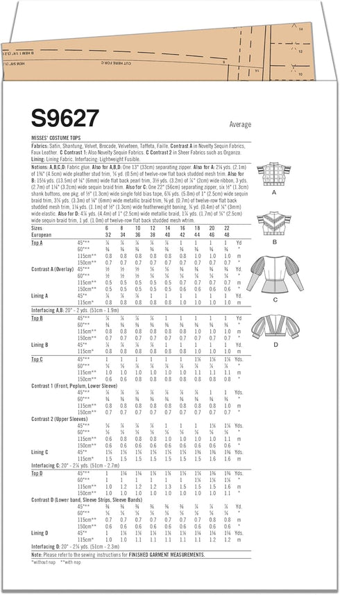 Simplicity Misses' Costume Tops Sewing Pattern Kit, Code S9627, Sizes 6-8-10-12-14, Multicolor...