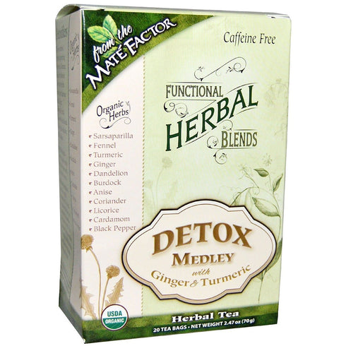 Mate Factor Functional Herbal Blends Detox Medley with Turmeric 20 Bag...