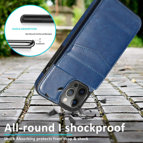 iPhone 13 Pro Wallet Case with Credit Card Holder for Women Men PU Leather Wallet Case for iPhone 13 Pro Case 6.1 inch (Blue)...