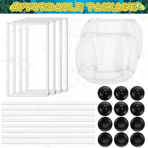 2 Pieces Fish Tank Breeder Net Mesh Fish Breeder Box Fish Hatchery Breeder Box Separation Net Plastic Frame Breeder Box Fry Hatchery Incubator Mes...