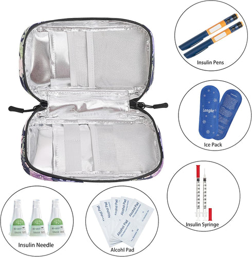 BOMKEE Insulin Cooler Travel Case, Insulin and Syringe Case Insulated Pouch Organizer Insulin Carrying Case Travel Bag with 2 Ice Pack for Insulin...