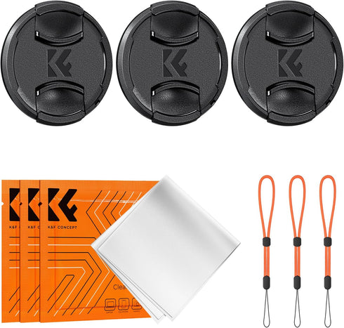 K&F Concept 72mm Lens Cap, 9-in-1 Center Pinch Lens Cover + Anti-Loss Keeper Leash + Microfiber Cleaning Cloth Kits Compatible with Nikon, Canon, ...