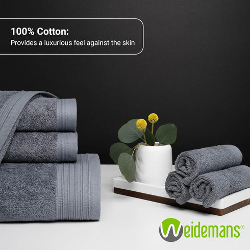 Premium Towel Set of 4 Hand Towels 18" x 30" Color: Dark Grey |100% Cotton|4 Ultra Soft and Highly Absorbent Hand Towels for Bathroom, Gym, Hotel,...