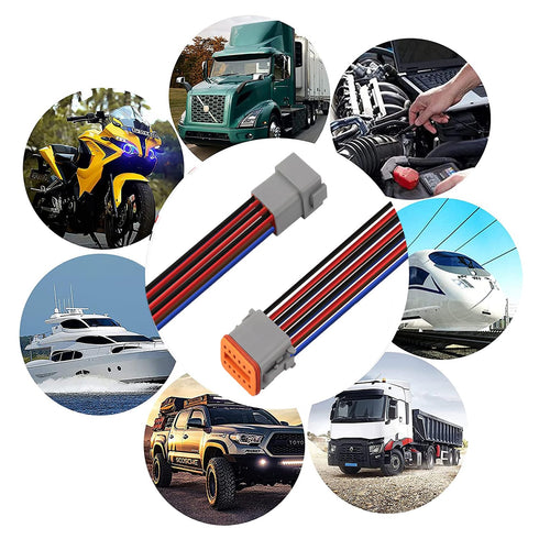 DT 12 Pin Connector,Deutsch DT Automotive Waterproof Electrical Connector 12 Way Male Female Plug with 16 AWG Cable Wire,for Car,Truck,Boats,LED W...