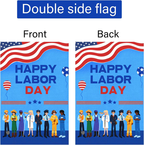 Louise Maelys Happy Labor Day Garden Flag 12x18 Double Sided Vertical, Burlap Various Occupations People Small Garden Yard Flags Labor Day Outside...